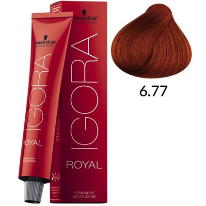 Coloração Schwarzkopf Igora Royal 60g - Cor 6-77 Louro Escuro Cobre Extra