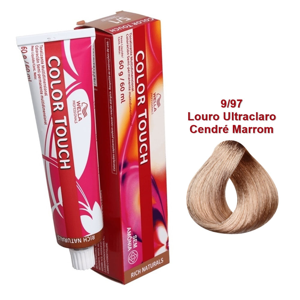 Tonalizante Color Touch 9/97 Louro Ultraclaro Cendré Marrom Wella ...