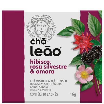 Chá Leão Hibiscos Com Rosa Silvestre E  Amora 10x16g