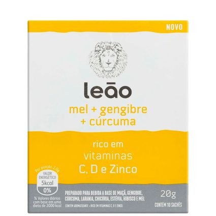 Chá Leão Vitamínico de Mel Com  Gengibre+Cúrcuma 10x20g