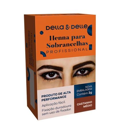 Henna para Sobrancelhas Della & Delle Castanho Médio 3g